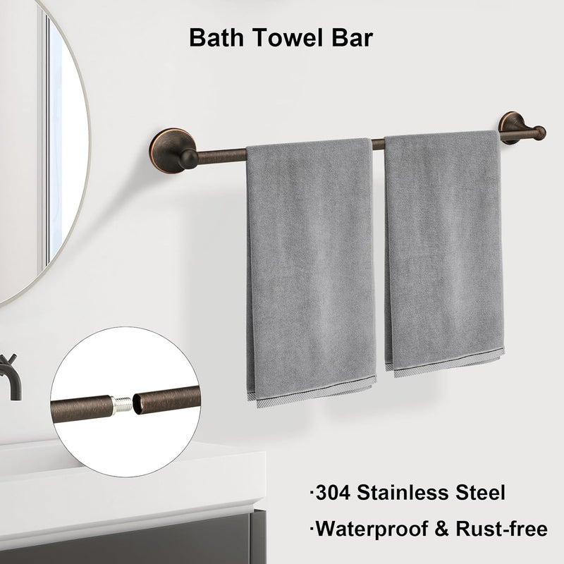 Ntipox 4 Piece Antique Bathroom Hardware Accessories Set Oil Rubbed Bronze,24 Inch Towel Bar Set,Towel Rack Set,Bathroom Towel Holder Set - Image 2